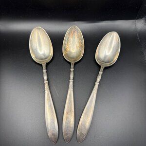 3 Vintage 1847 Rogers Bros Silverplate Queen Anne St. Moritz Serving Spoons